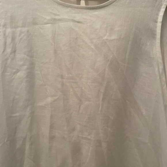 White Asymmetrical Linen Dress - Picture 3 of 6